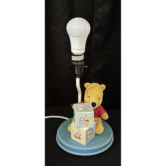 Vintage Winnie The Pooh Plush Nursery Table Lamp ABC Blocks Works No Lamp Shade - Picture 2 of 7